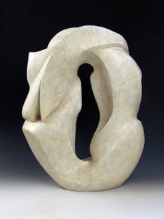 “The Source”, ceramic sculpture with a white acrylic finish, swirling movement