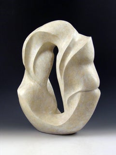 “The Source”, ceramic sculpture with a white acrylic finish, swirling movement