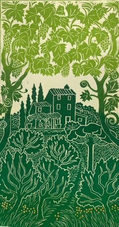 Recuerdos de la Toscana de Elaine Marshall, Linograbado, Edición limitada, Impresión