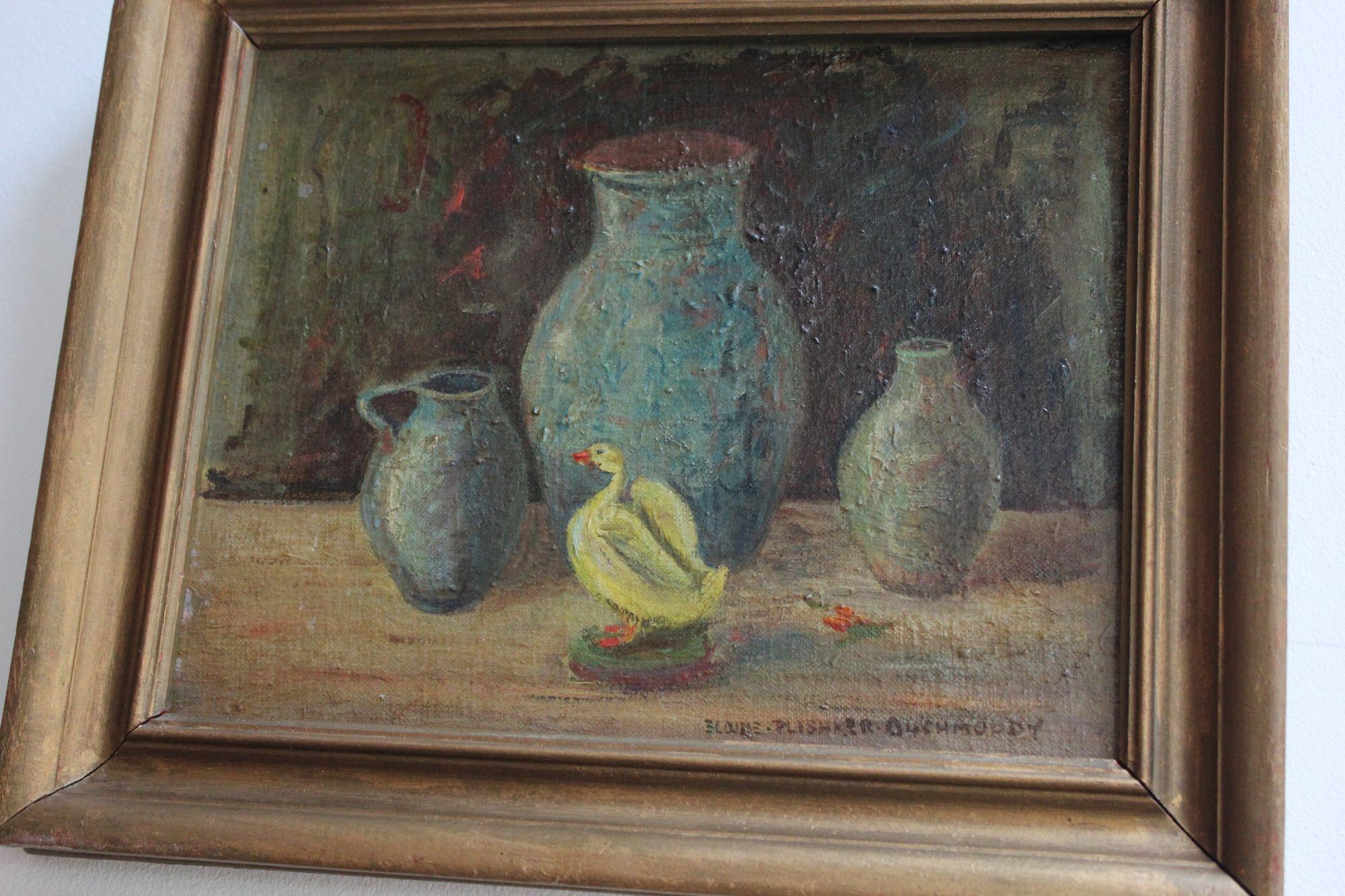 Elaine Plishker Auchmoody Still Life with Duck Oil on Canvas For Sale 2