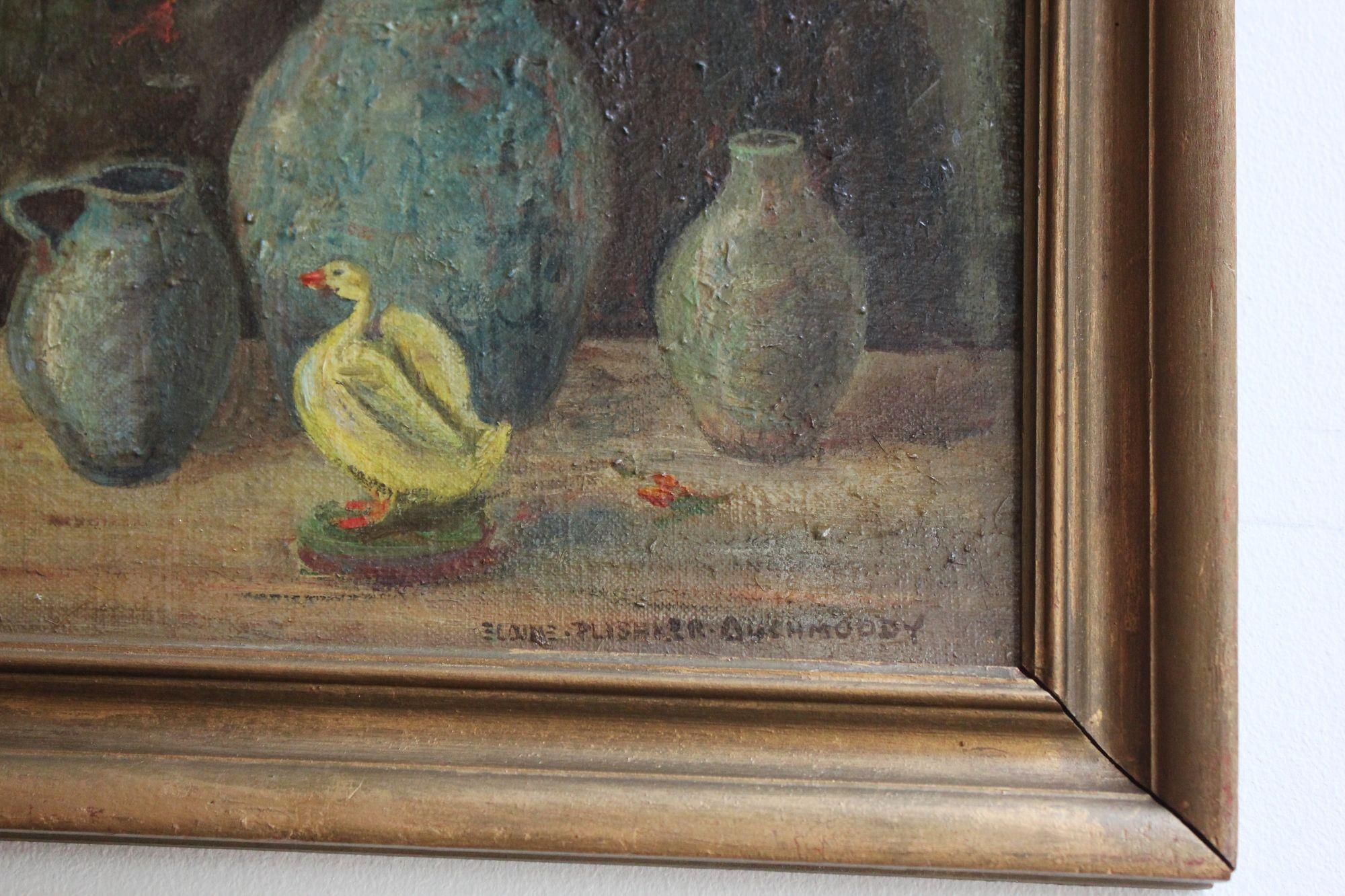 Wood Elaine Plishker Auchmoody Still Life with Duck Oil on Canvas For Sale