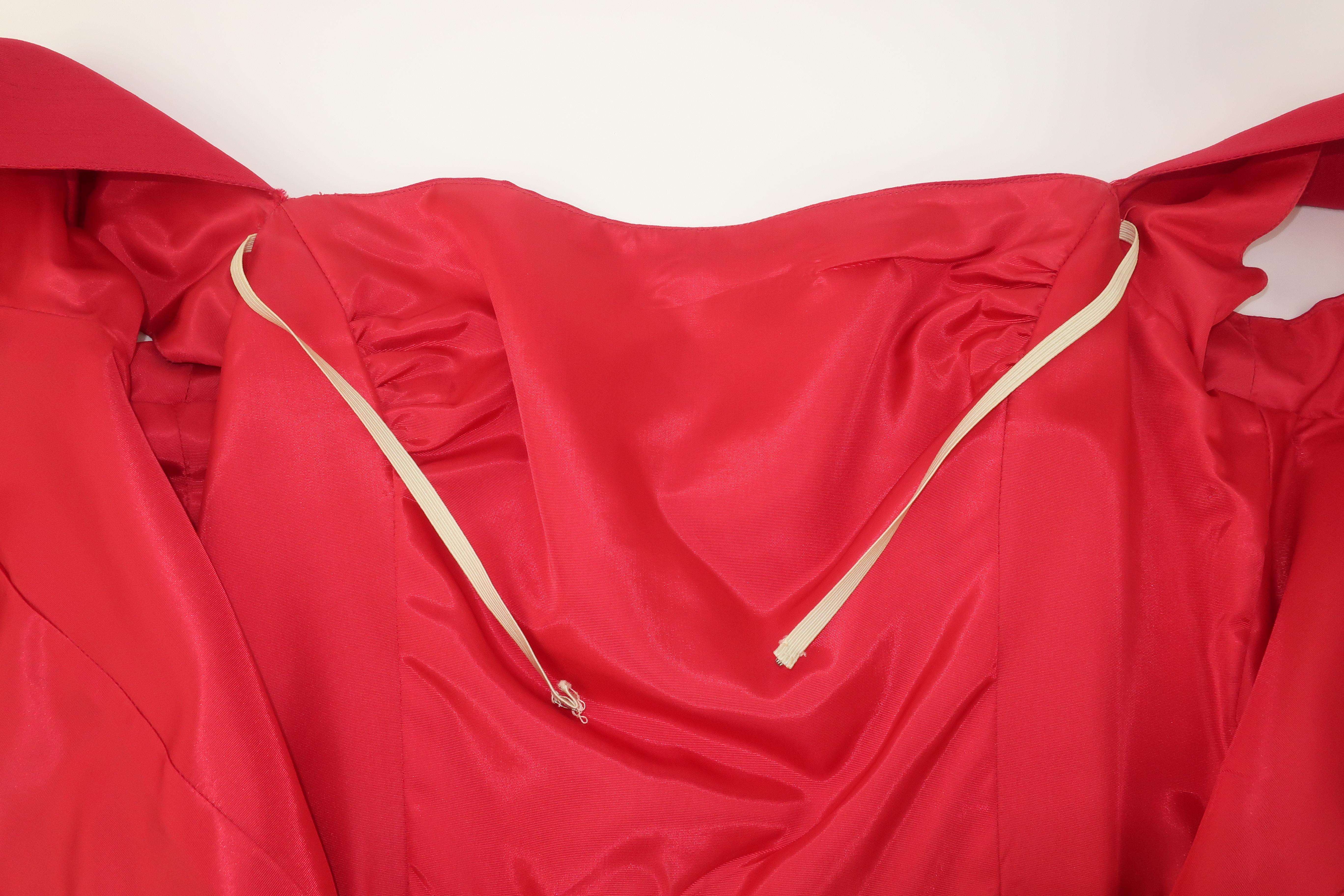 Elaine Terry Red Shantung Silk Dress & Jacket Set, 1950's  7