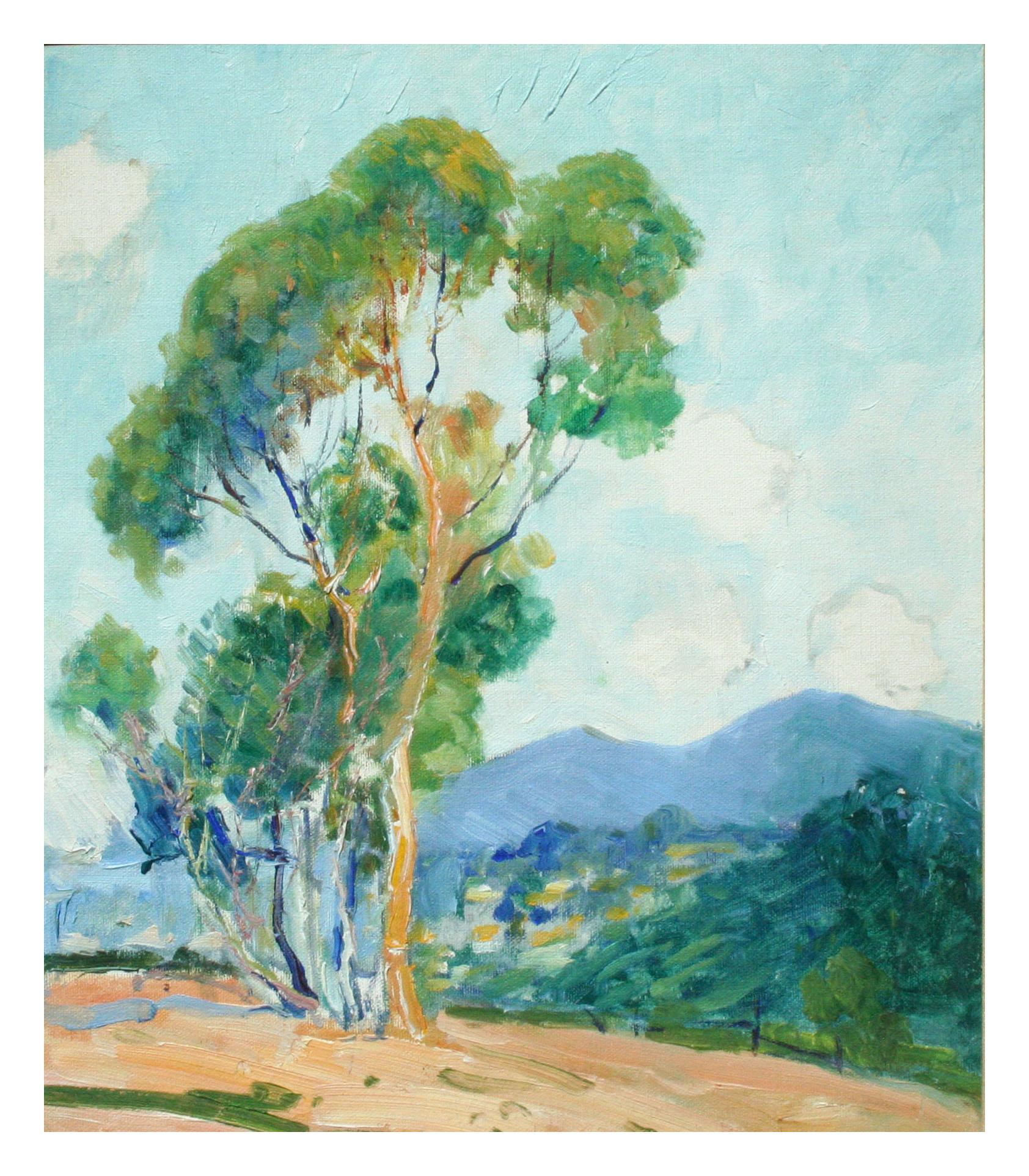 Albero di eucalipto - Impressionista originale su tela - Painting di Elaine Trowbridge