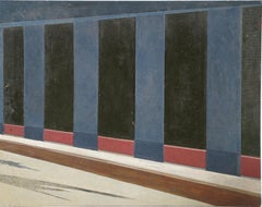 Vintage American Female Modernist Precisionist Street Scene Original Painting (Pittura originale)