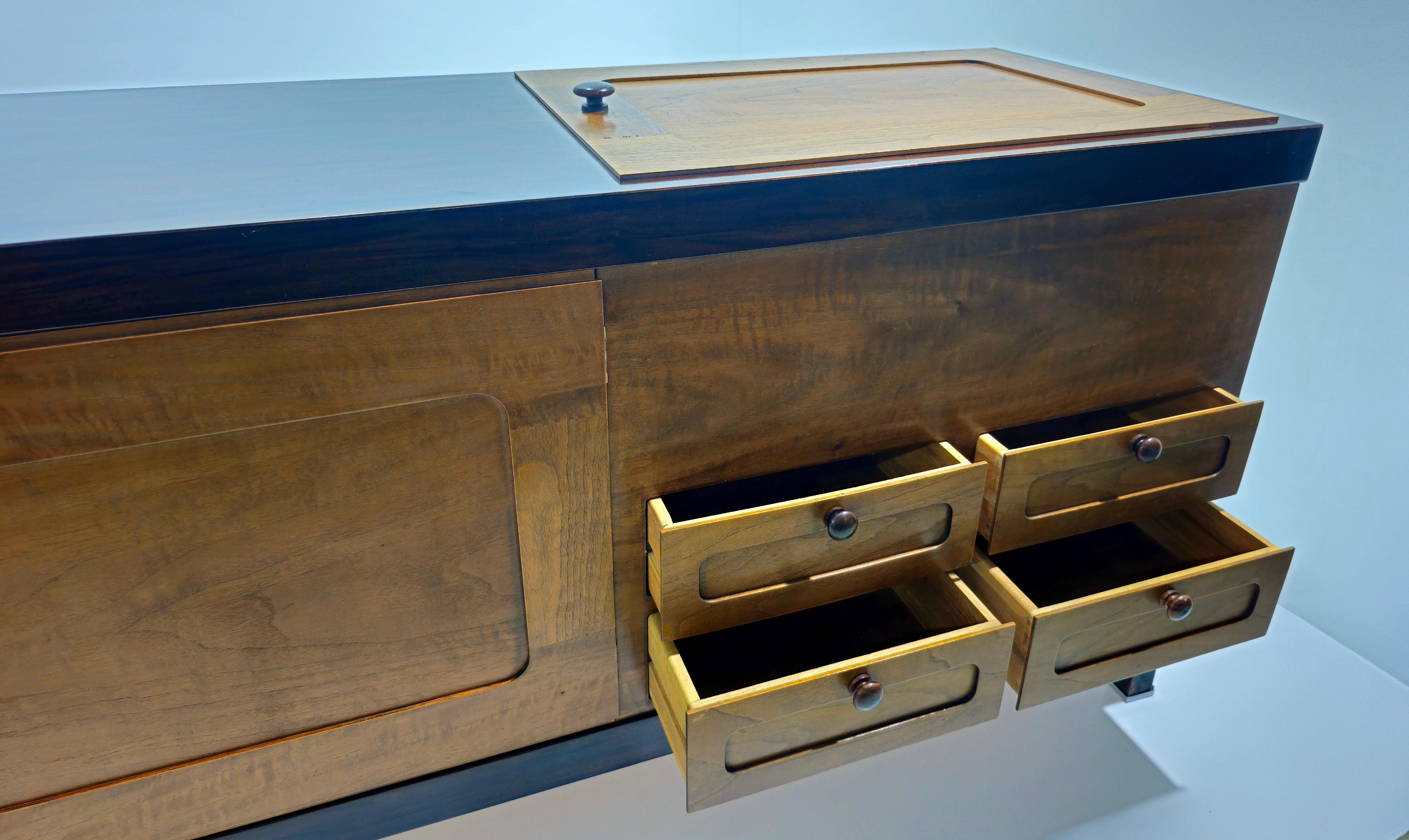 Elam Sideboard by Piero Ranzani Exotic Wood Mid-Century Modern Italy 1960s-70s For Sale 3