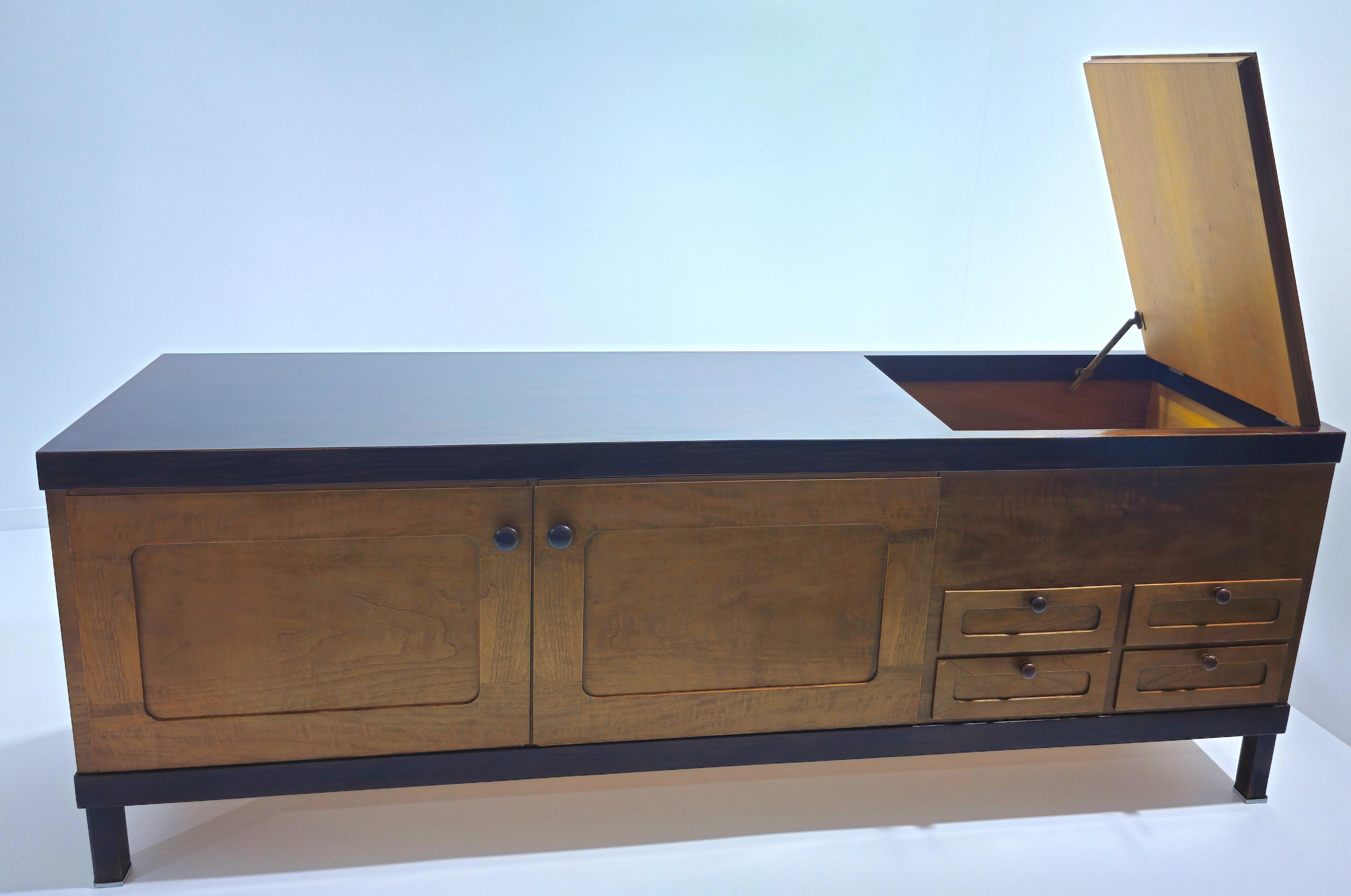 Elam Sideboard by Piero Ranzani Exotic Wood Mid-Century Modern Italy 1960s-70s For Sale 7