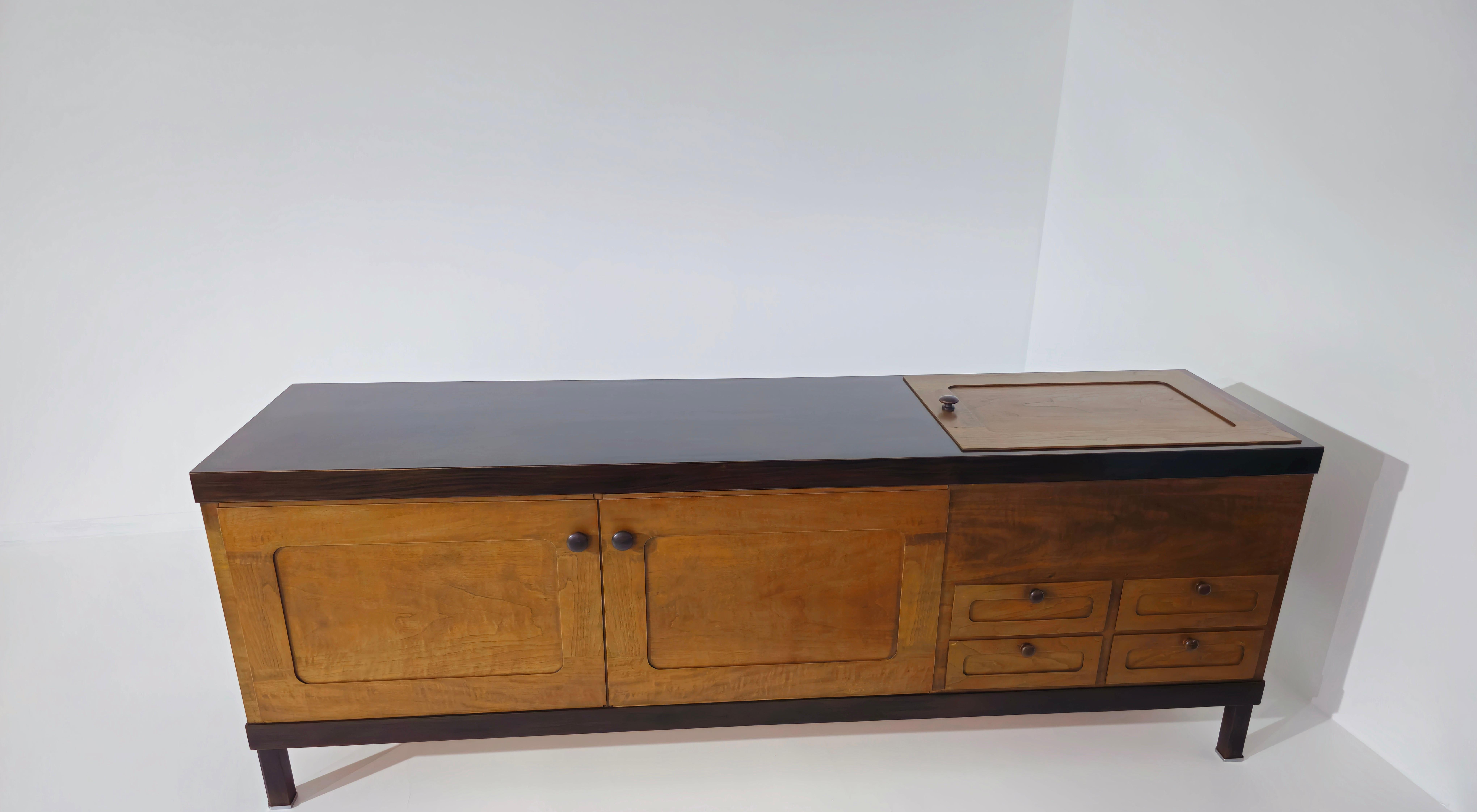 Elam Sideboard by Piero Ranzani Exotic Wood Mid-Century Modern Italy 1960s-70s For Sale 8