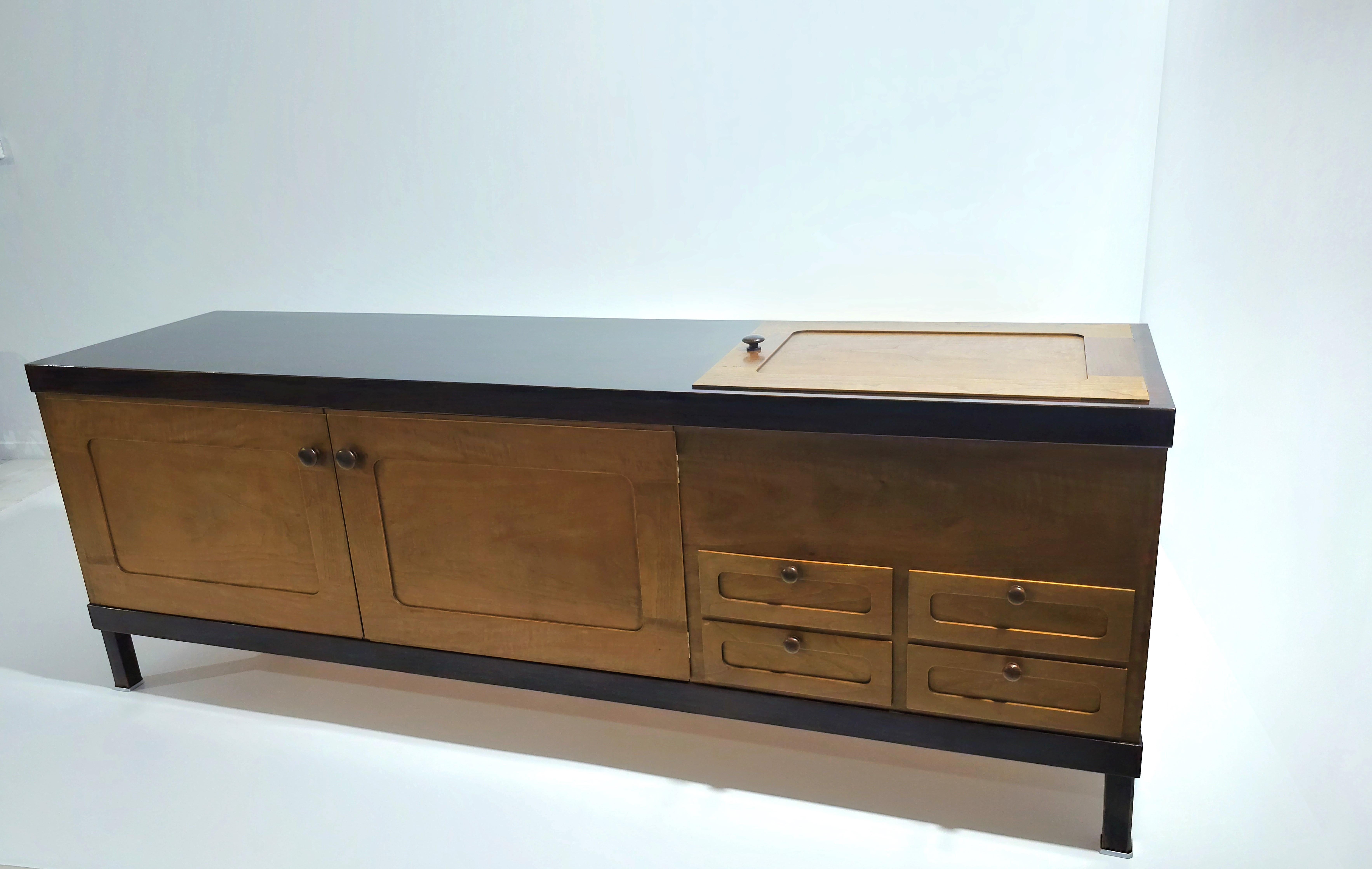Elam Sideboard by Piero Ranzani Exotic Wood Mid-Century Modern Italy 1960s-70s For Sale 9