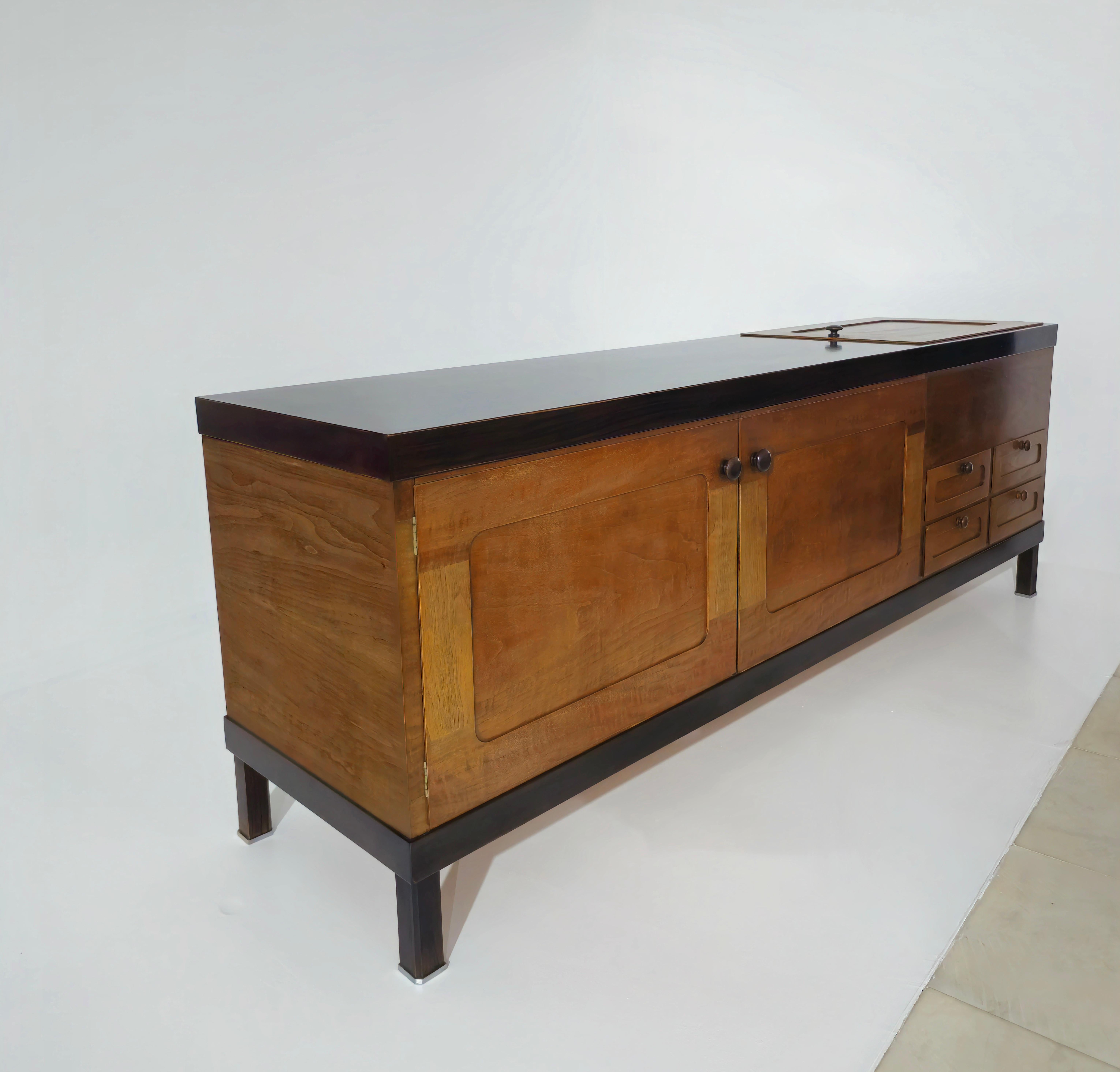 20th Century Elam Sideboard by Piero Ranzani Exotic Wood Mid-Century Modern Italy 1960s-70s For Sale