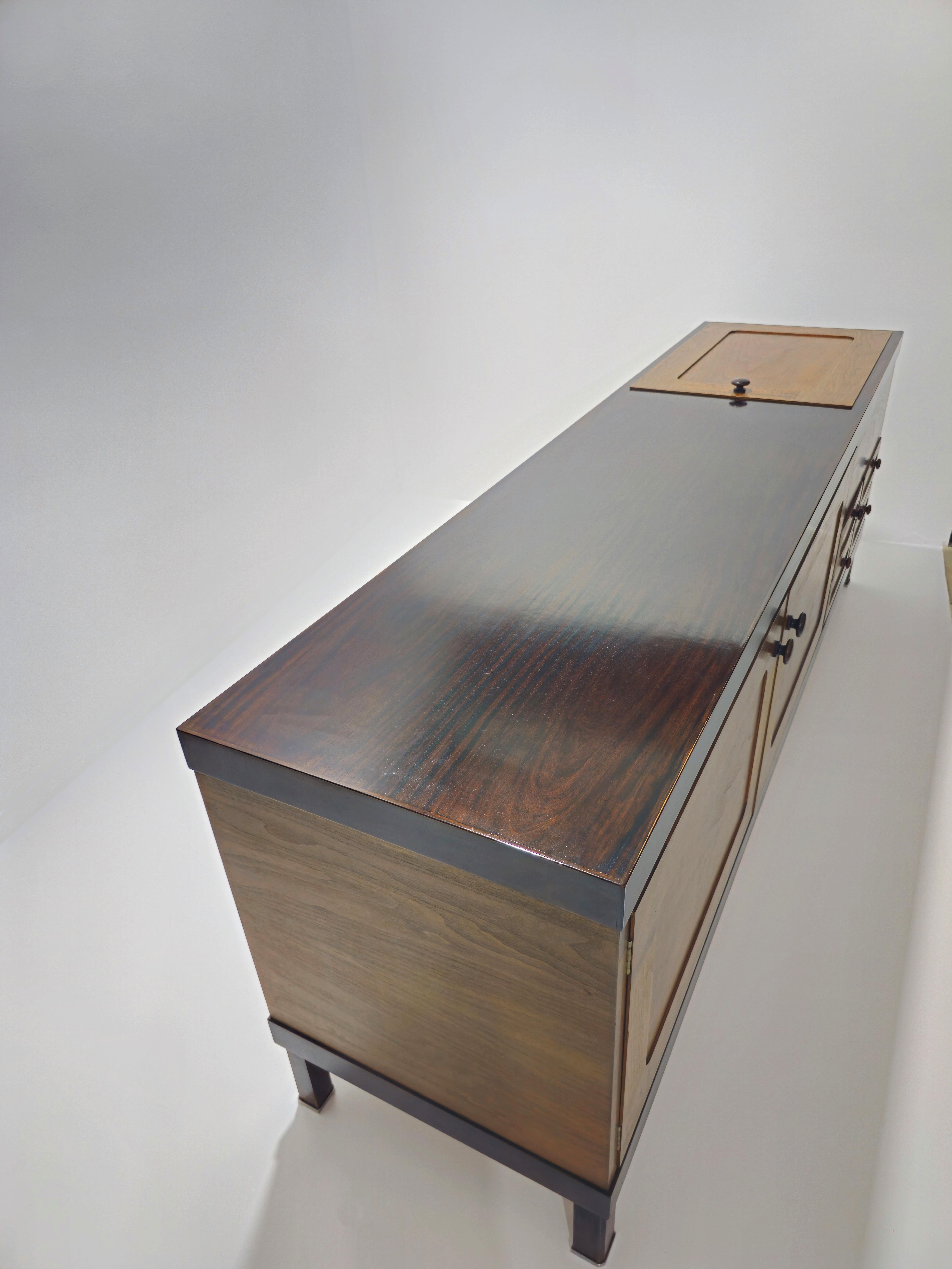 Elam Sideboard by Piero Ranzani Exotic Wood Mid-Century Modern Italy 1960s-70s For Sale 2