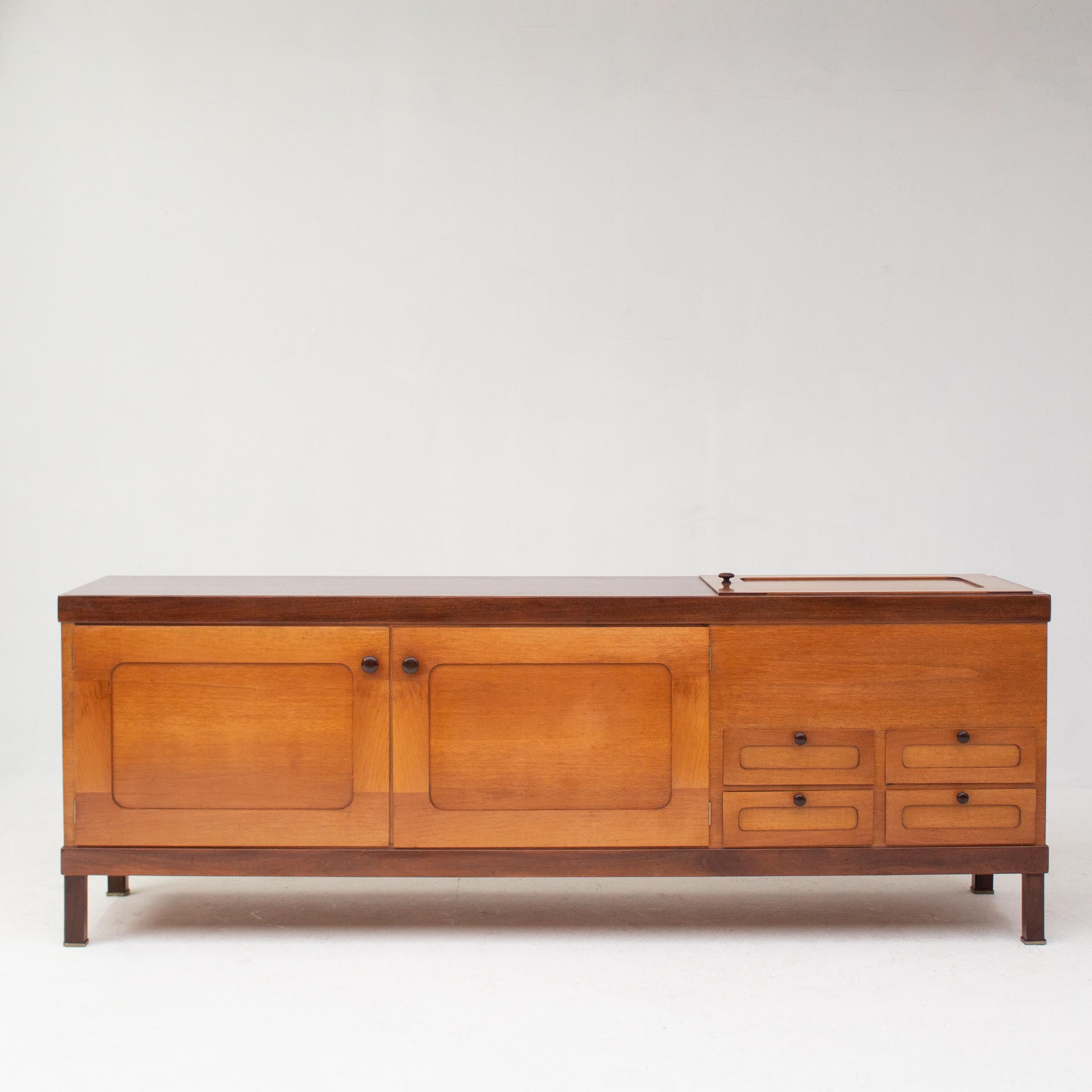 Walnut ELAM sideboard by Piero Ranzini, Italy 1960s For Sale