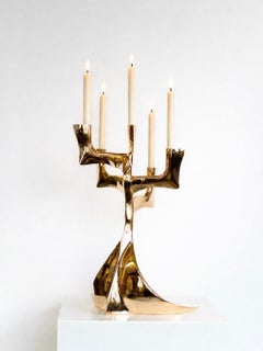 Candelabri Elan in bronzo lucido di Pierre Salagnac, Francia