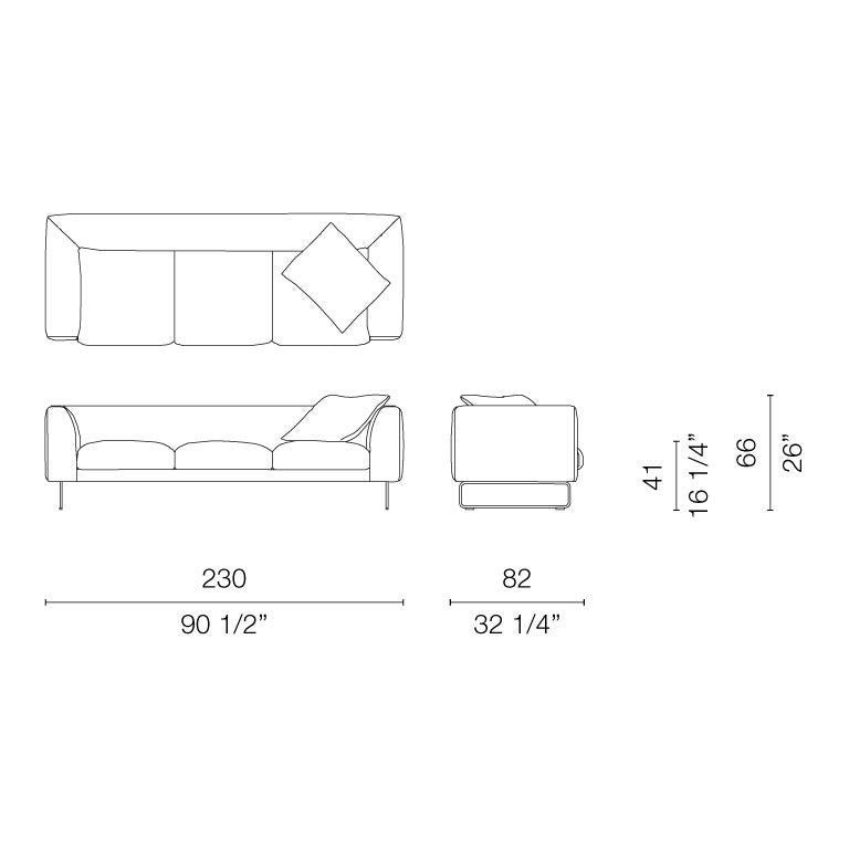 Modern Elan Three-Seat Sofa in Black/White Hallingdal Fabric by Jasper Morrison For Sale