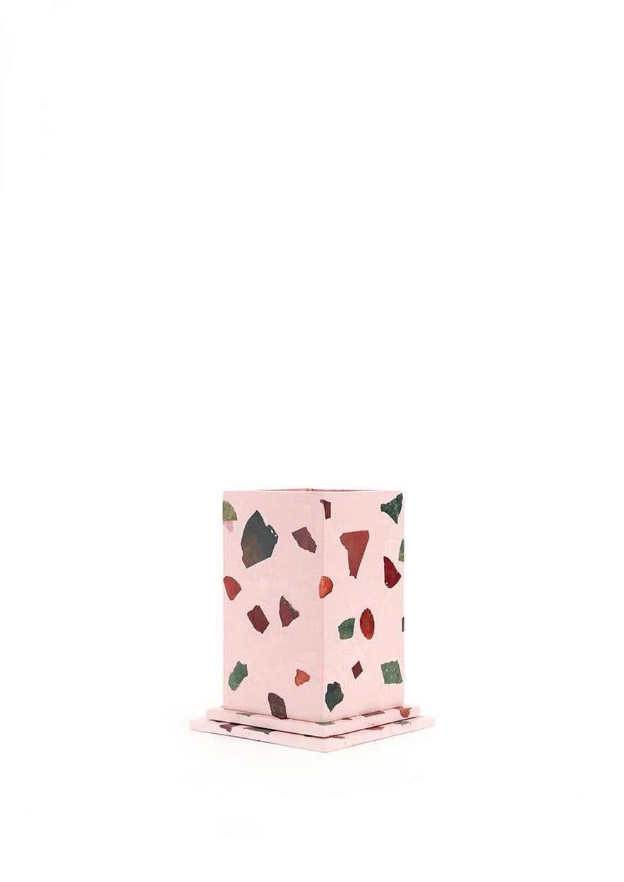 Post-Modern Elara Pink Gemstone Terrazzo Pillar Vase
