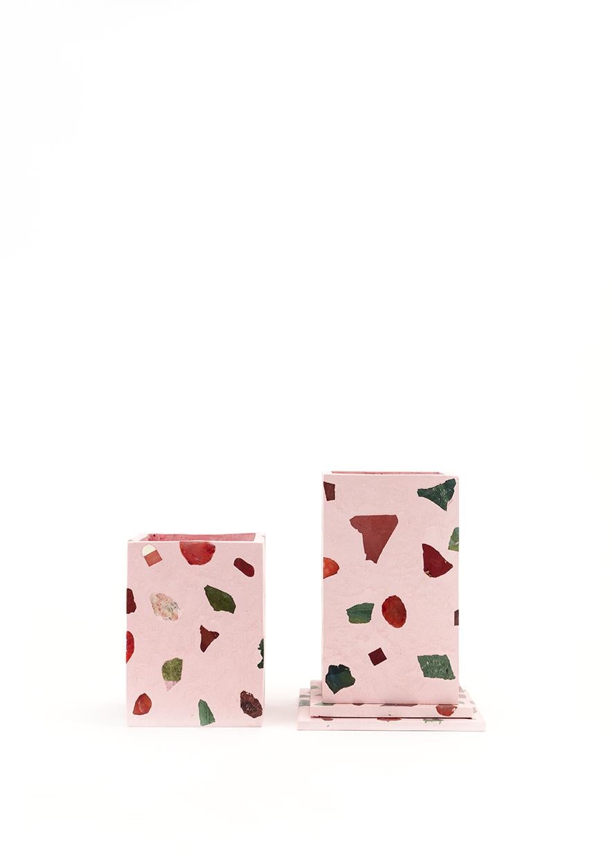 American Elara Pink Gemstone Terrazzo Pillar Vase