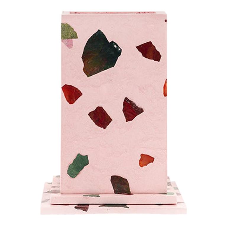 Elara Pink Gemstone Terrazzo Pillar Vase