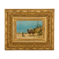Pittura ad olio orientalista del XIX secolo raffigurante una scena del deserto di González Manso