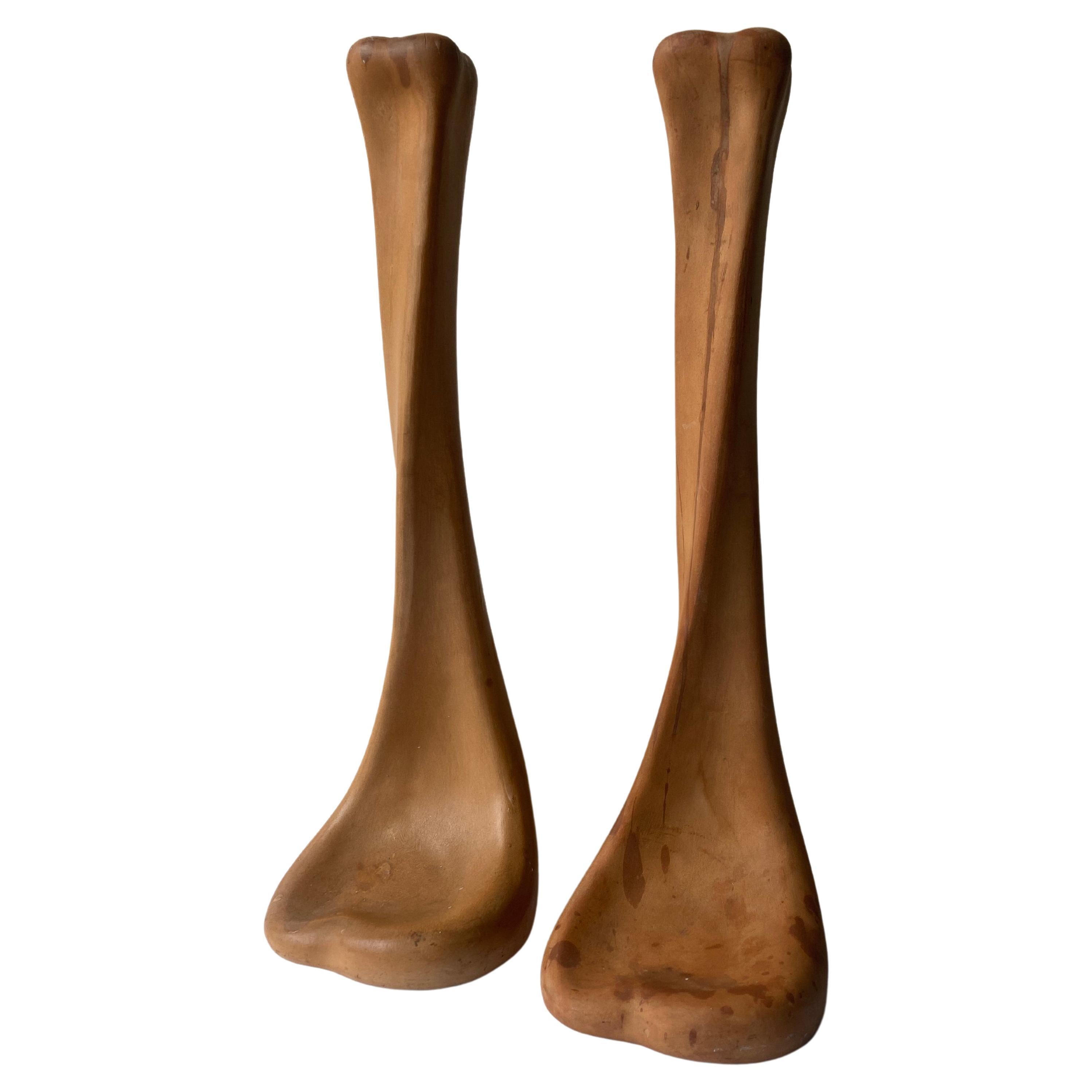 Elasa Peretti, Terracotta Pair Candleholders "Bone" for Tiffany & Co. For Sale