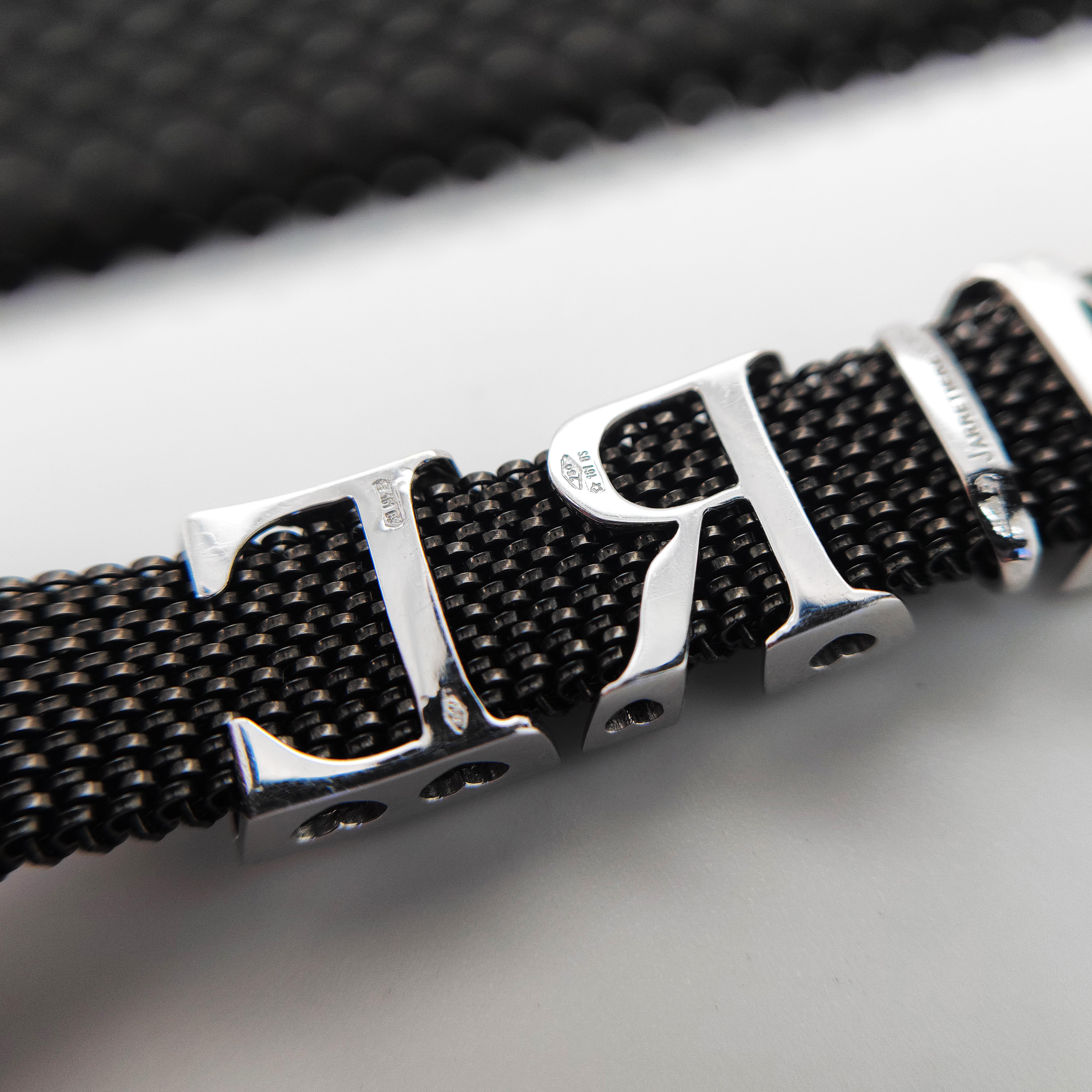 Elastic Armband aus schwarzem Stahl und Amore-Gold mit Buchstaben und Diamanten im Zustand „Hervorragend“ im Angebot in Milano, IT