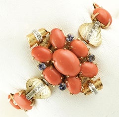 Corals, Diamonds, Iolite, Rose Gold Bracelet