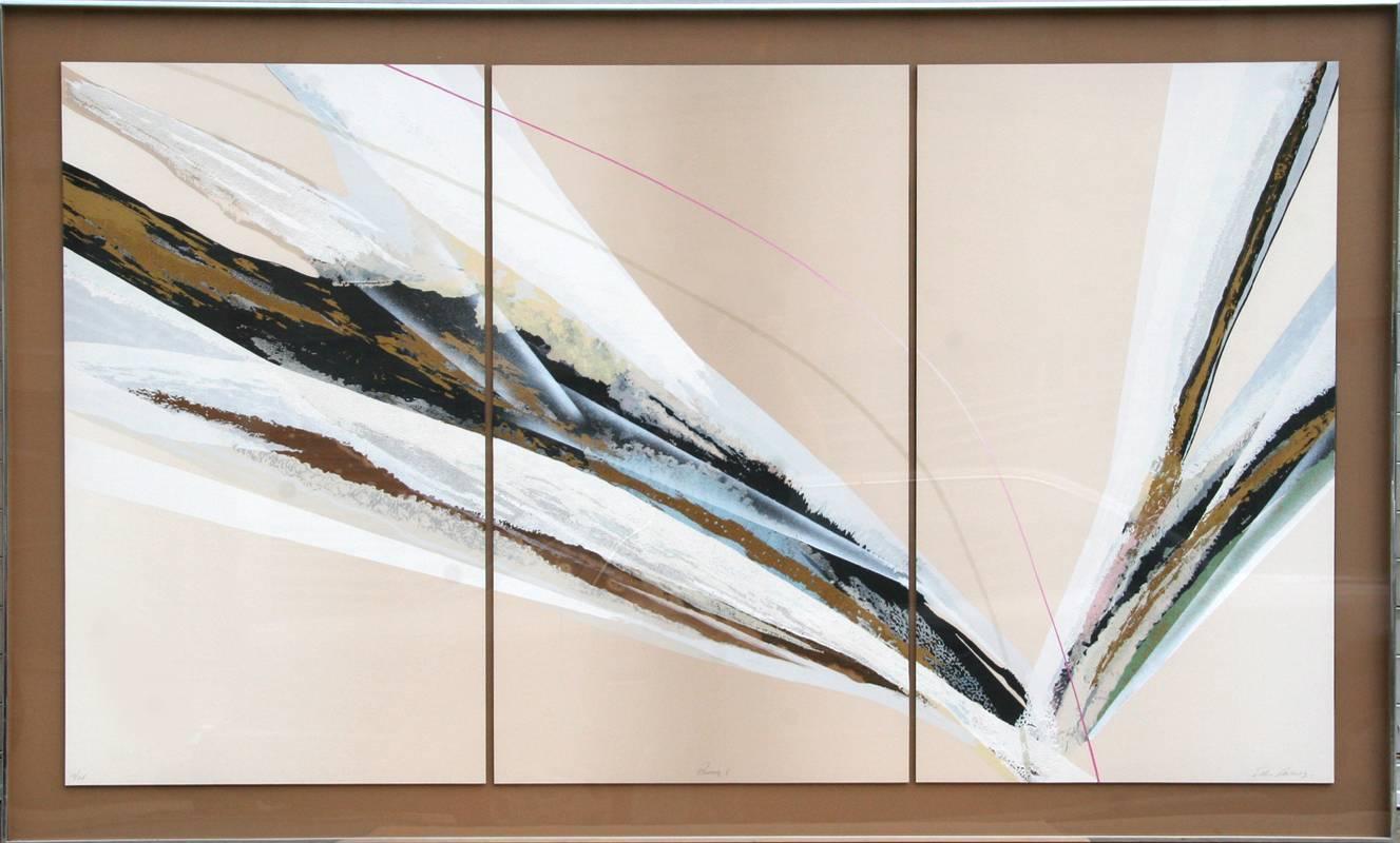Artist: Elba Alvarez, Venezuelan (1944 - )
Title: Prima I
Year: circa 1975
Medium: Triptych of Screenprints on Panel, Signed, Titled, and Numbered in pencil
Edition: 10/25
Image Size: 38 x 22 inches (each panel)
Size: 38 in. x 68 in. (96.52 cm x