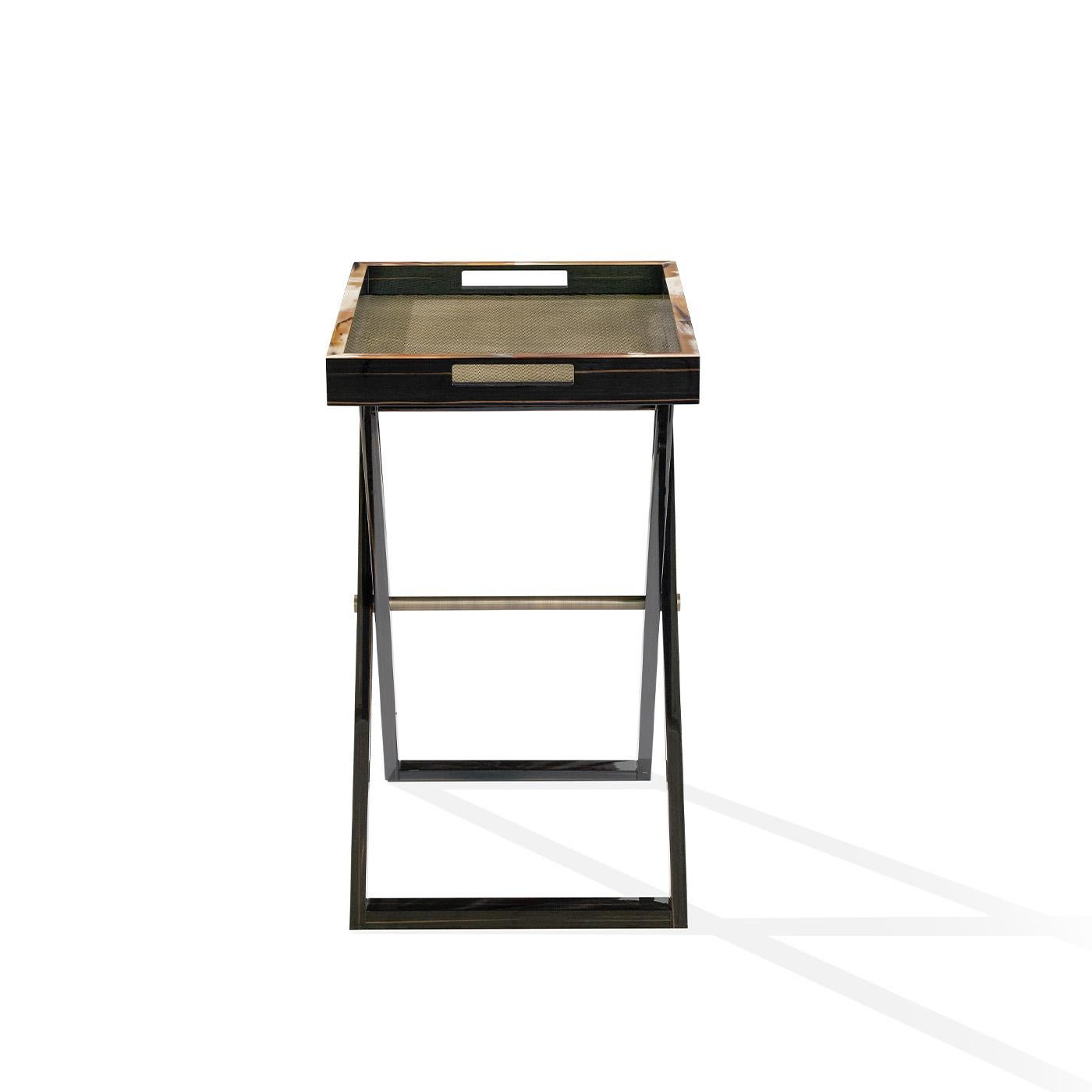 Mesa de Servir Elba para Mayordomos en Ébano Brillante con Incrustaciones de Corno Italiano, Mod. 1905 Pulido en venta