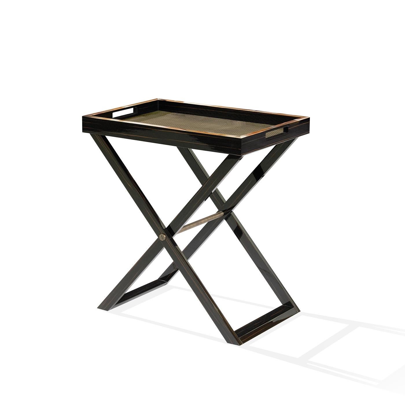 Mesa de Servir Elba para Mayordomos en Ébano Brillante con Incrustaciones de Corno Italiano, Mod. 1905 en Nuevo estado para la venta en Recanati, Macerata