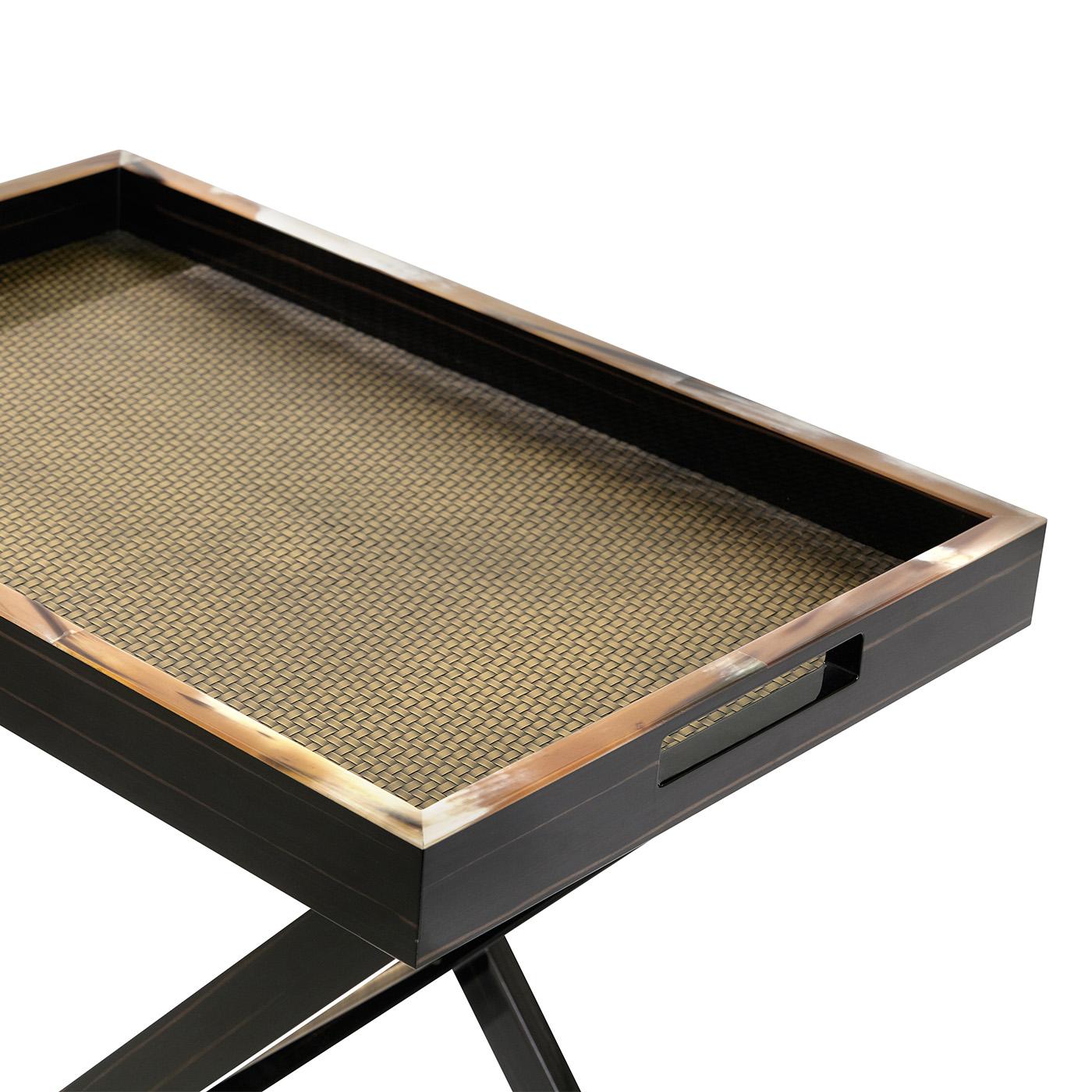 Mesa de Servir Elba para Mayordomos en Ébano Brillante con Incrustaciones de Corno Italiano, Mod. 1905 Madera en venta