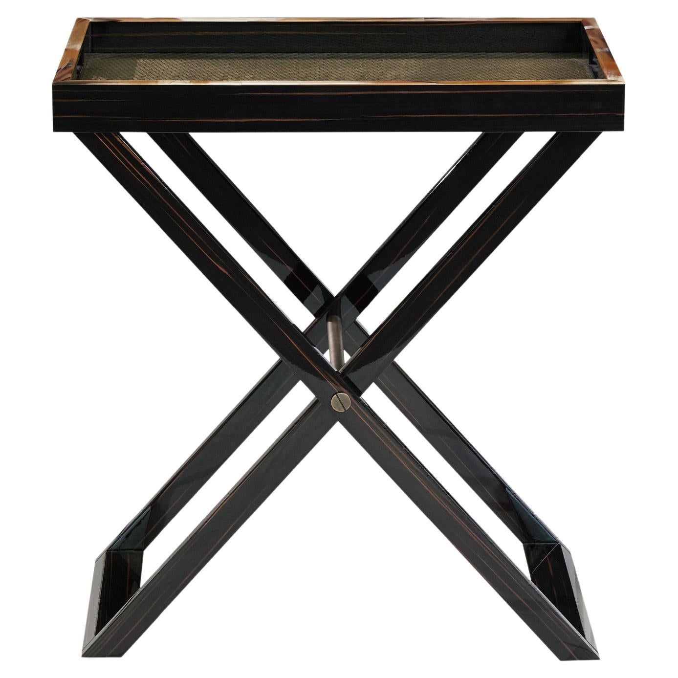 Mesa de Servir Elba para Mayordomos en Ébano Brillante con Incrustaciones de Corno Italiano, Mod. 1905 en venta
