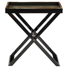Elba Butlers Serving Table in Glossy Ebony with Corno Italiano Inlays, Mod. 1905
