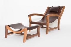 Elba, Deckchair Inspiration, Leather and Canaletto Walnut Indoor Lounge Chair