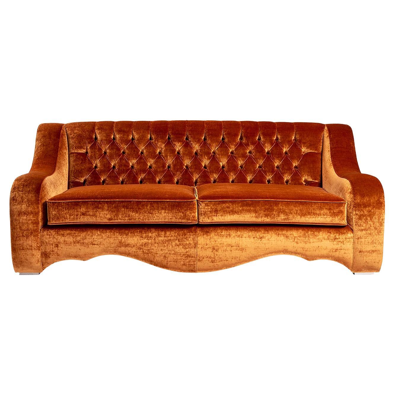 Elba Rust Velvet Sofa For Sale