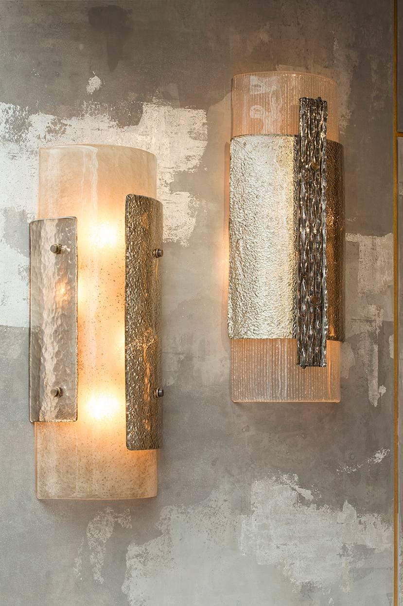 Elba Sconce in Murano Glass, Brutalist Style In Excellent Condition For Sale In London, GB