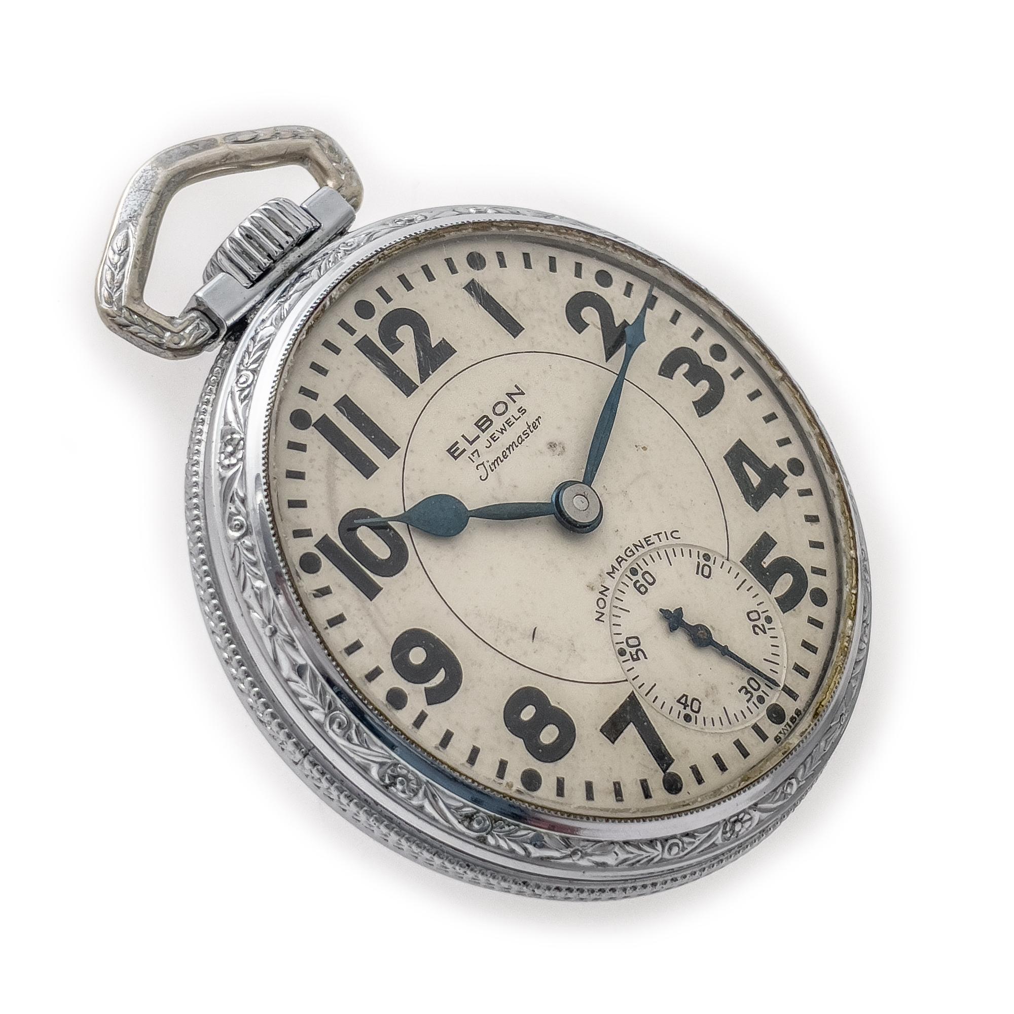 Elbon 17 Jewels Timemaster. Schweizer unangepasst 812-17 Winton Watch Company.  Gehäuse mit der Unterschrift 