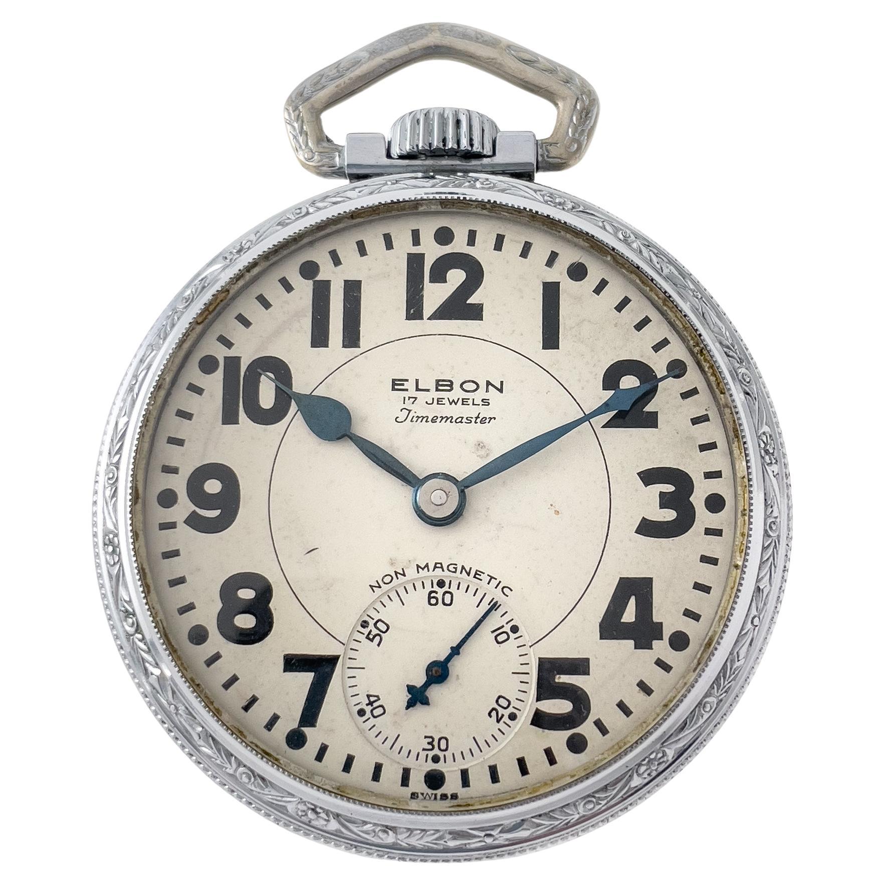 Elbon 17 Jewels Timemaster GMT Taschenuhr im Angebot