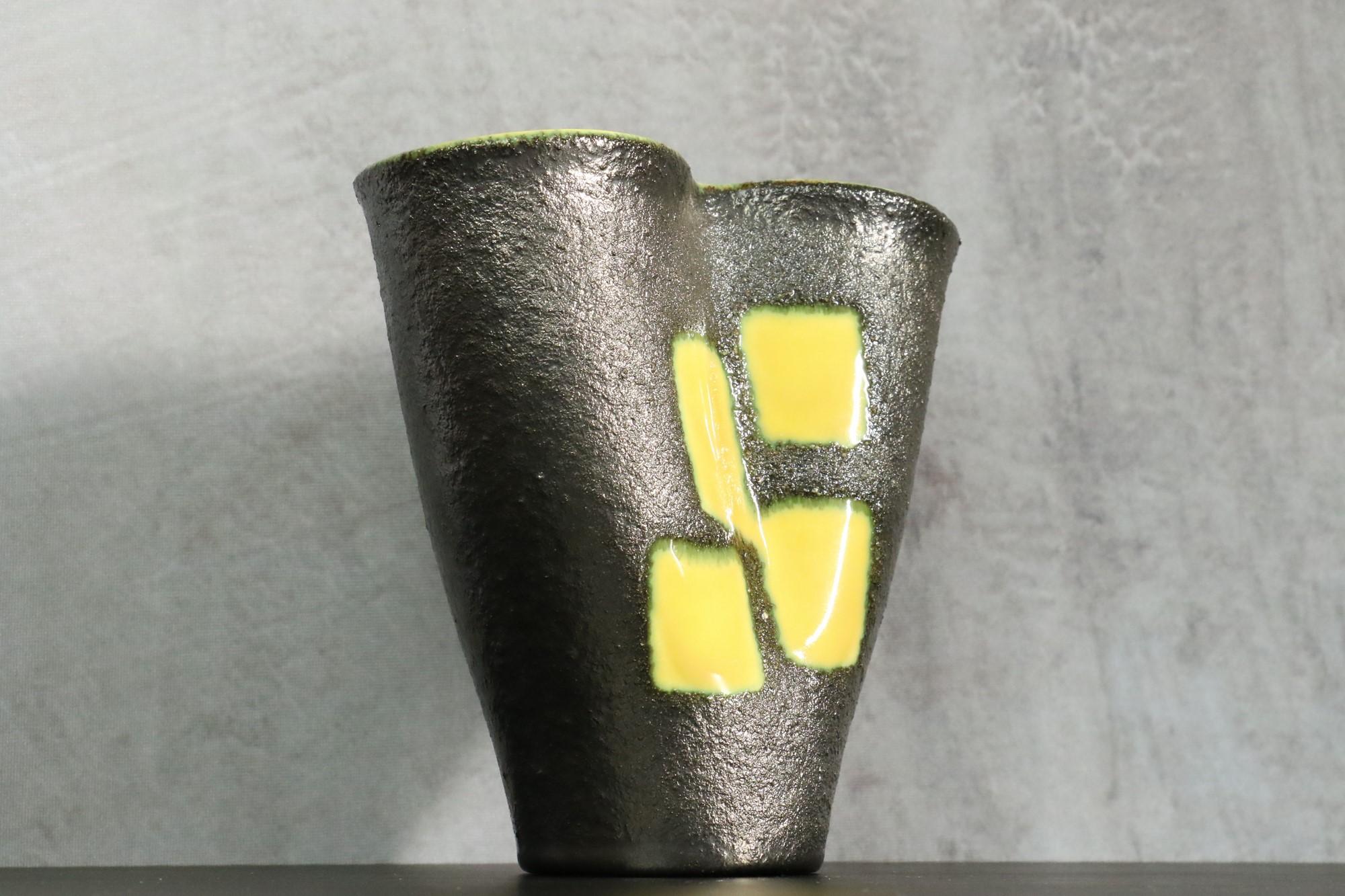 Céramique Vase en céramique Elchinger, vase en céramique française des années 1950, signé, époque Jouve