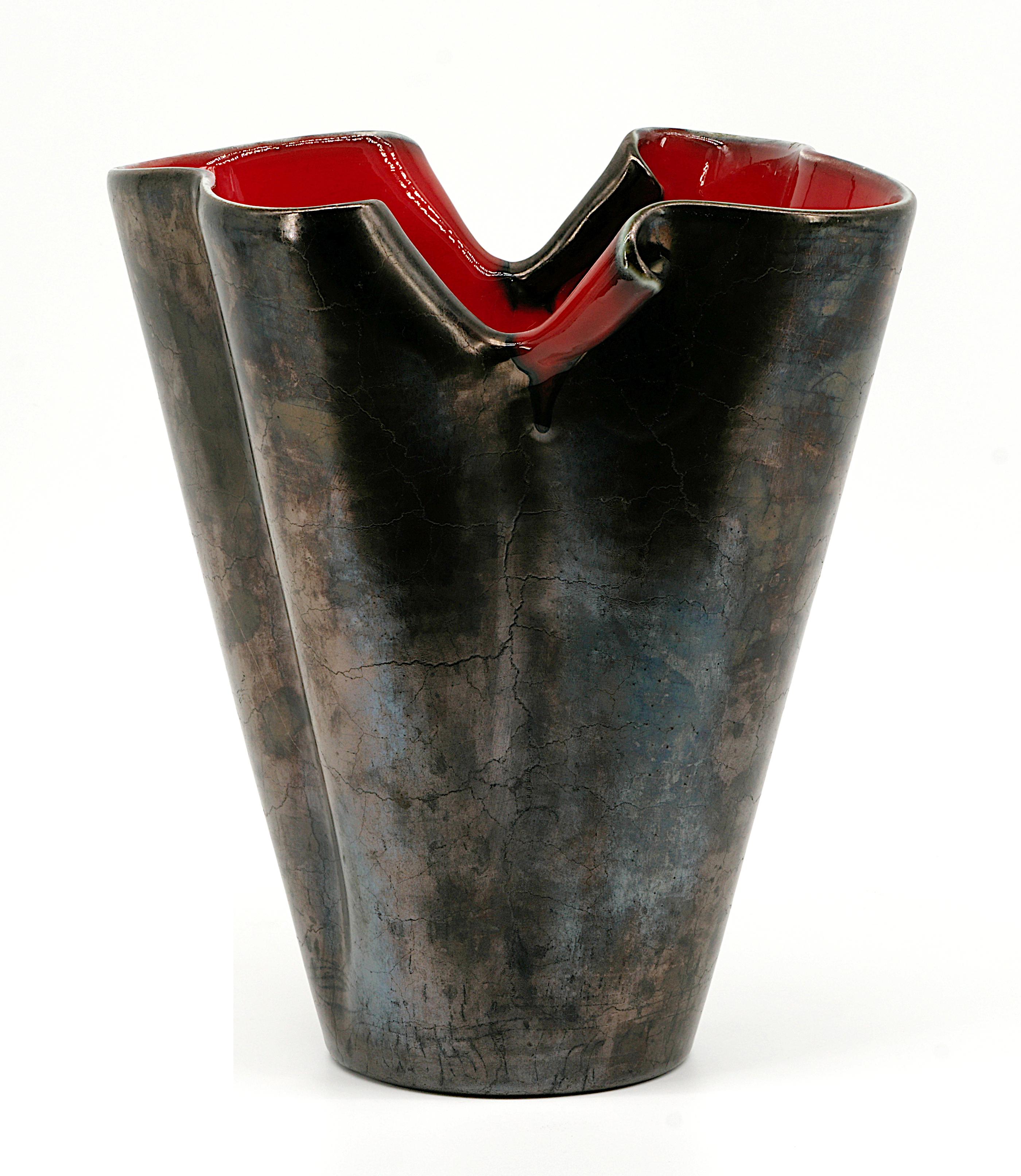 Mid-20th Century Elchinger French Midcentury Stoneware Vase, 1950s For Sale