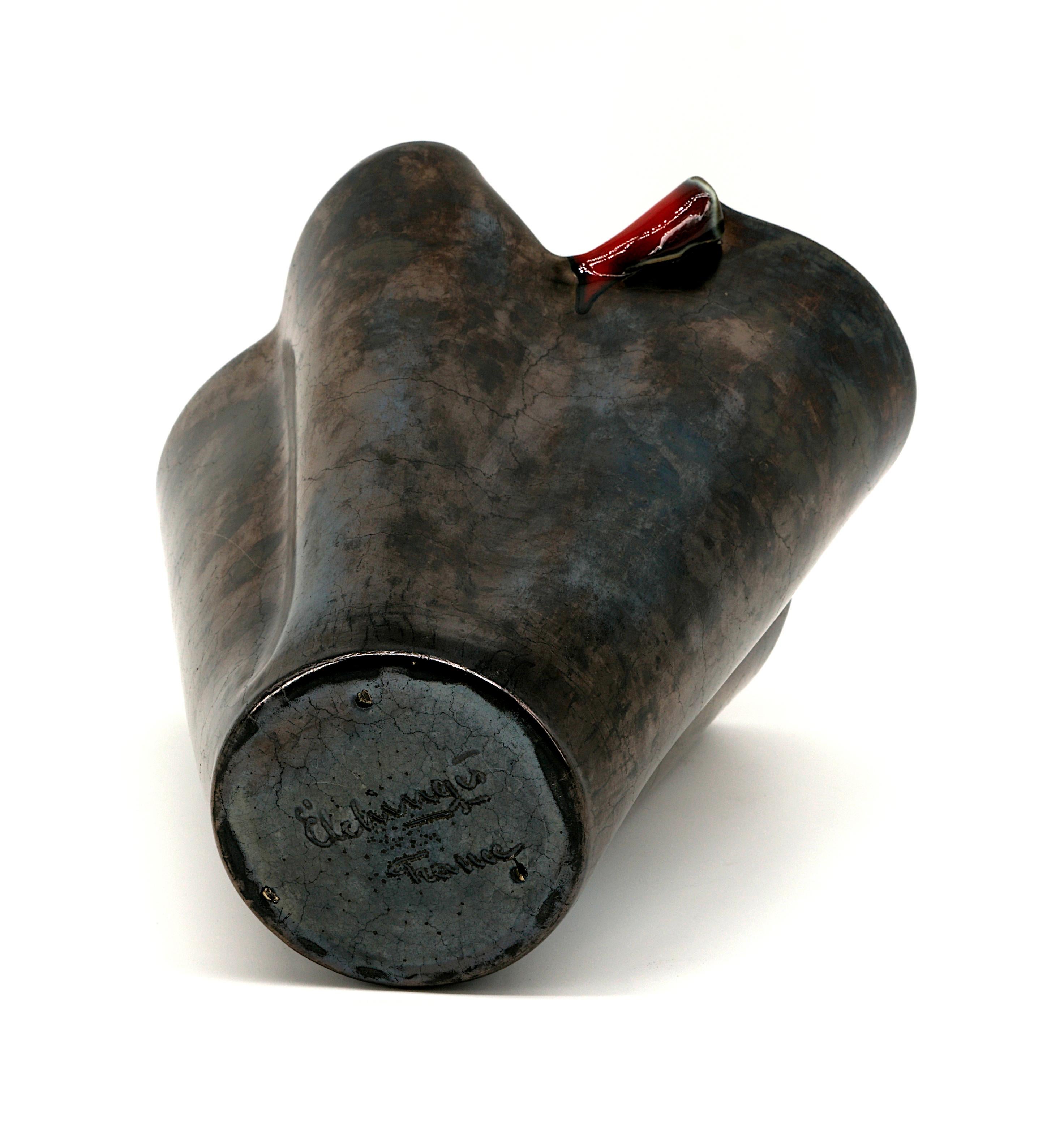 Elchinger French Midcentury Stoneware Vase, 1950s For Sale 2