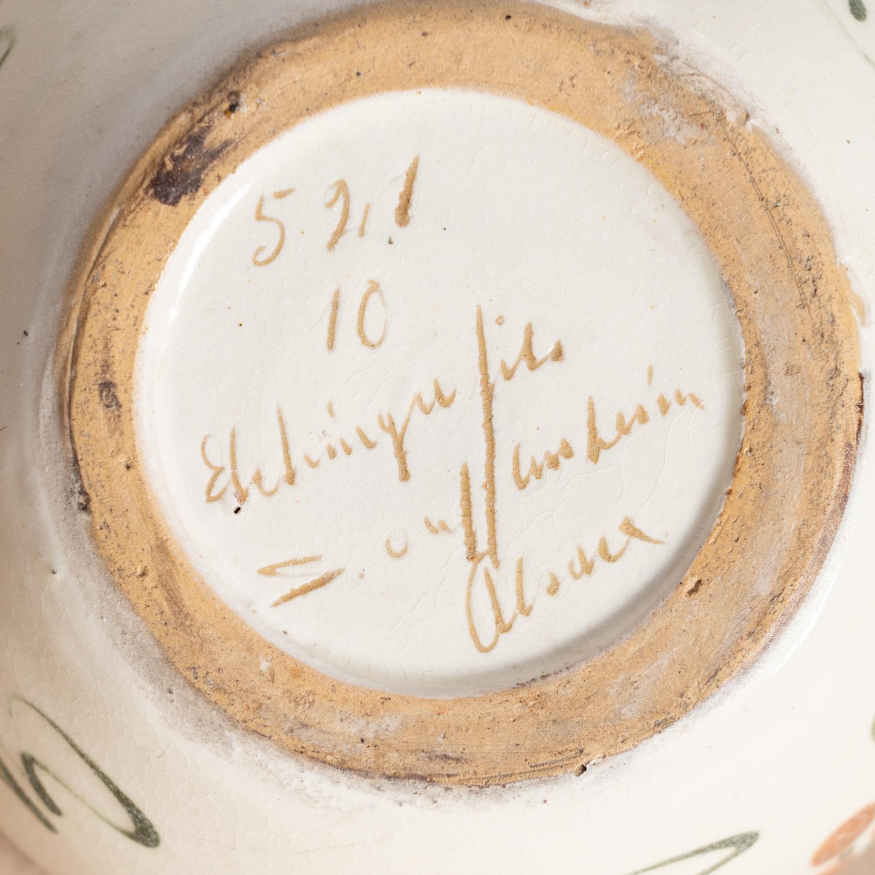 Vase peint à la main en poterie Elchinger, vers 1930 en vente 1