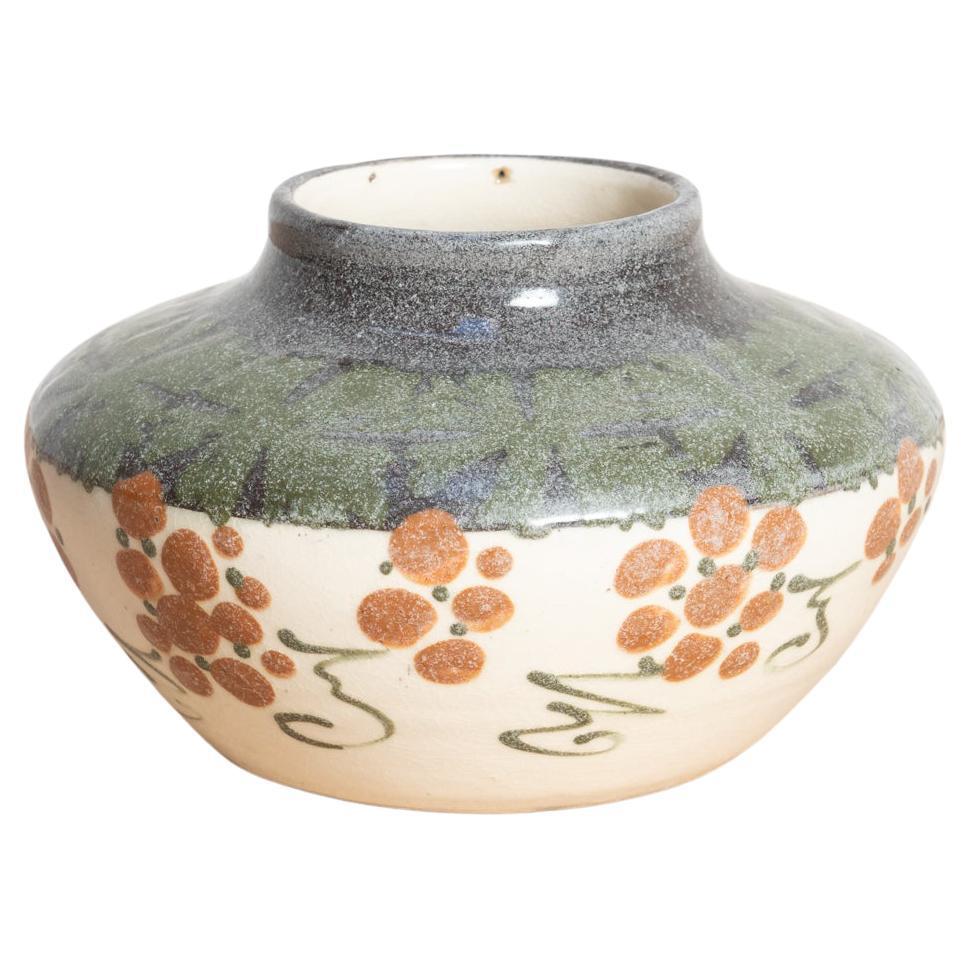 Vase peint à la main en poterie Elchinger, vers 1930