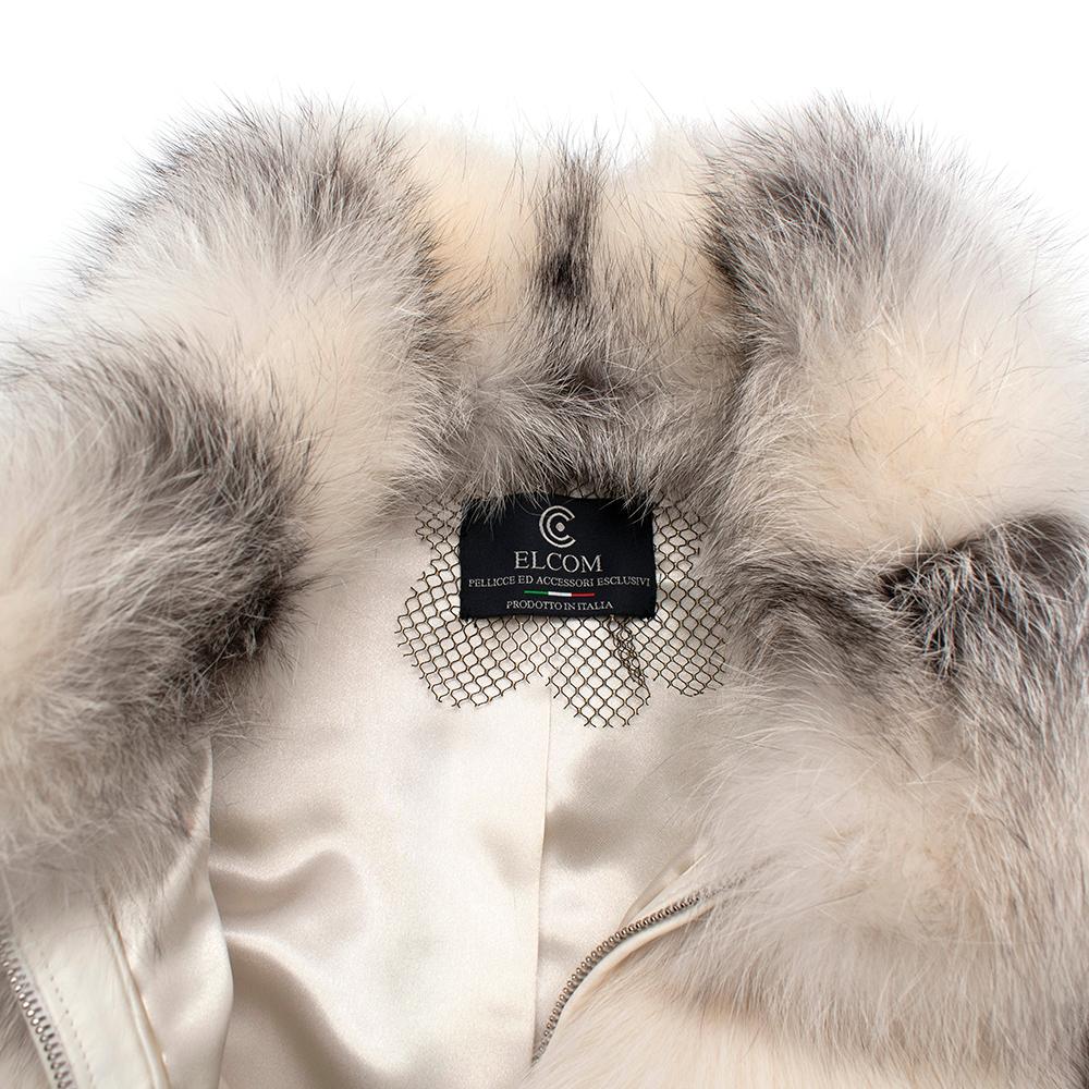 Elcom White and Grey Fox Fur Zipped Gilet - One Size 1