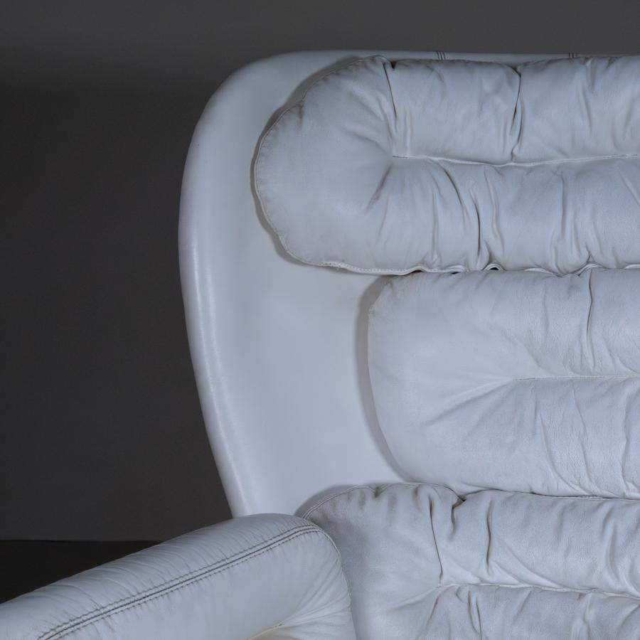 Elda Armchair, Joe Colombo for Conforti, white leather, 1975 For Sale 6