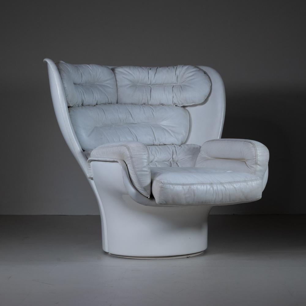 Elda Armchair, Joe Colombo for Conforti, white leather, 1975 For Sale 8