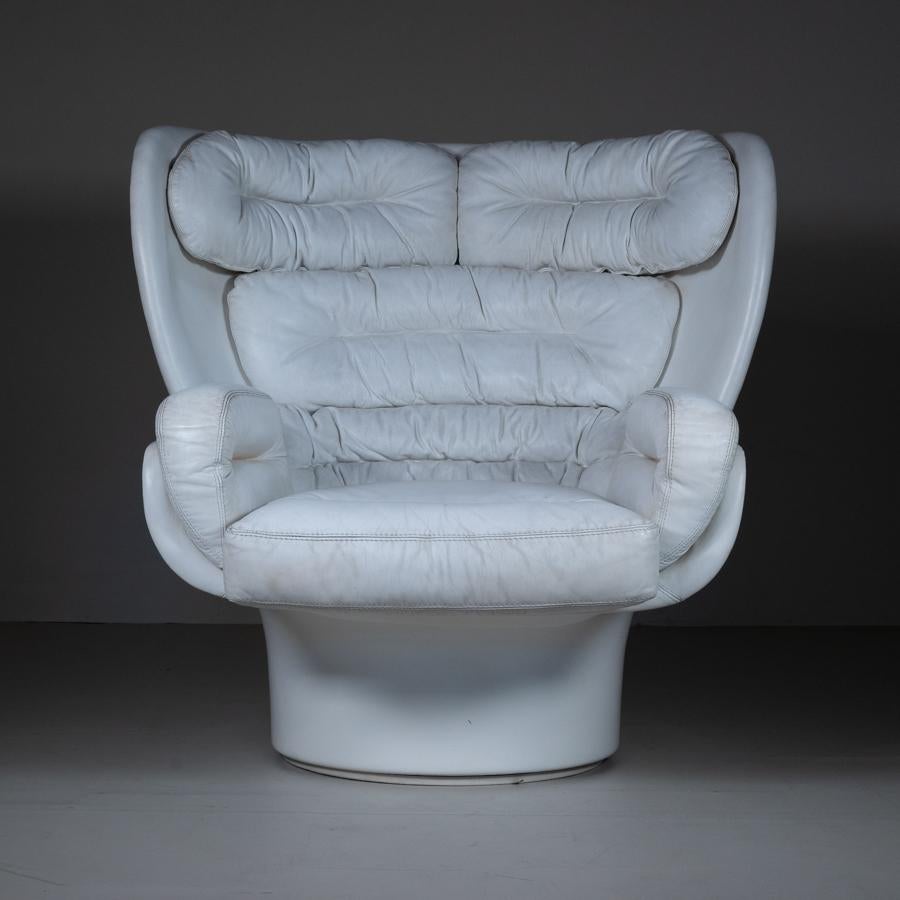 Elda Armchair, Joe Colombo for Conforti, white leather, 1975 For Sale 9