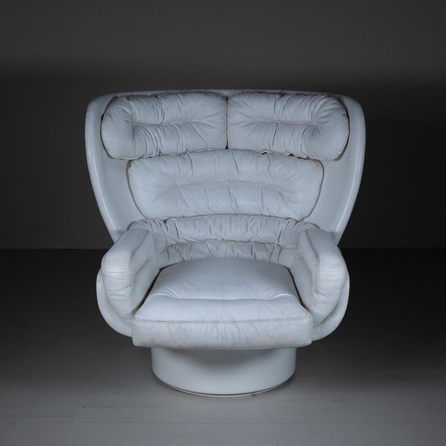 Elda Armchair, Joe Colombo for Conforti, white leather, 1975 For Sale 10