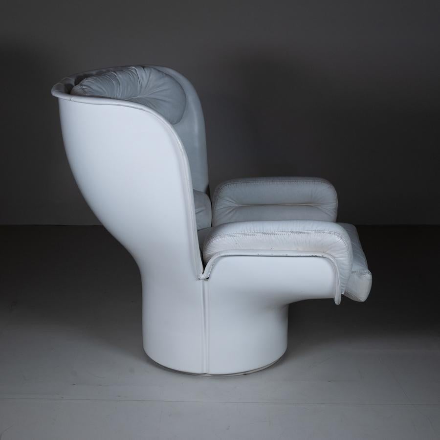 Elda Armchair, Joe Colombo for Conforti, white leather, 1975 For Sale 11