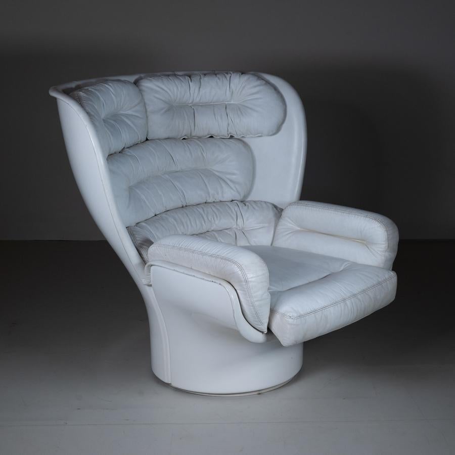 Space Age Elda Armchair, Joe Colombo for Conforti, white leather, 1975 For Sale