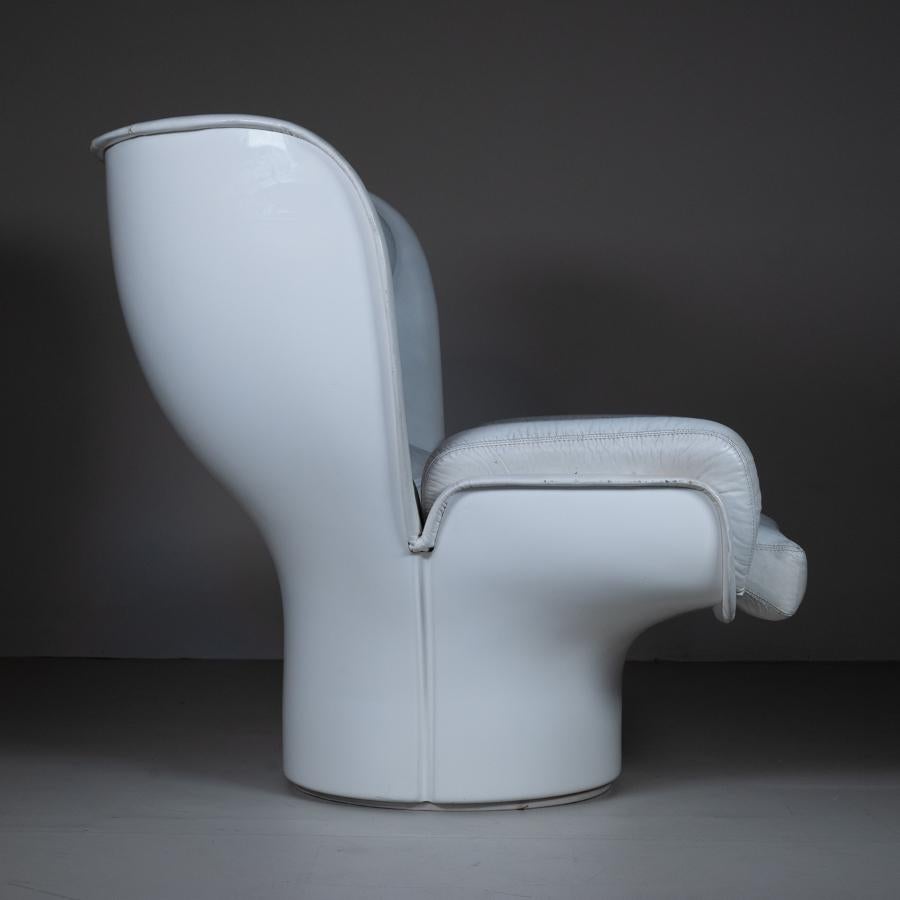 Italian Elda Armchair, Joe Colombo for Conforti, white leather, 1975 For Sale
