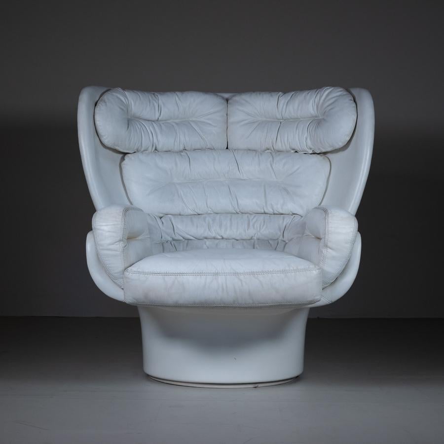 Late 20th Century Elda Armchair, Joe Colombo for Conforti, white leather, 1975 For Sale