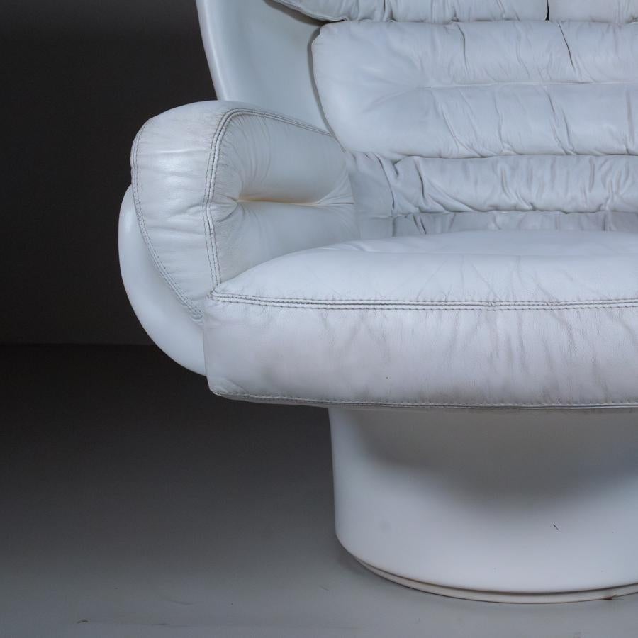 Leather Elda Armchair, Joe Colombo for Conforti, white leather, 1975 For Sale
